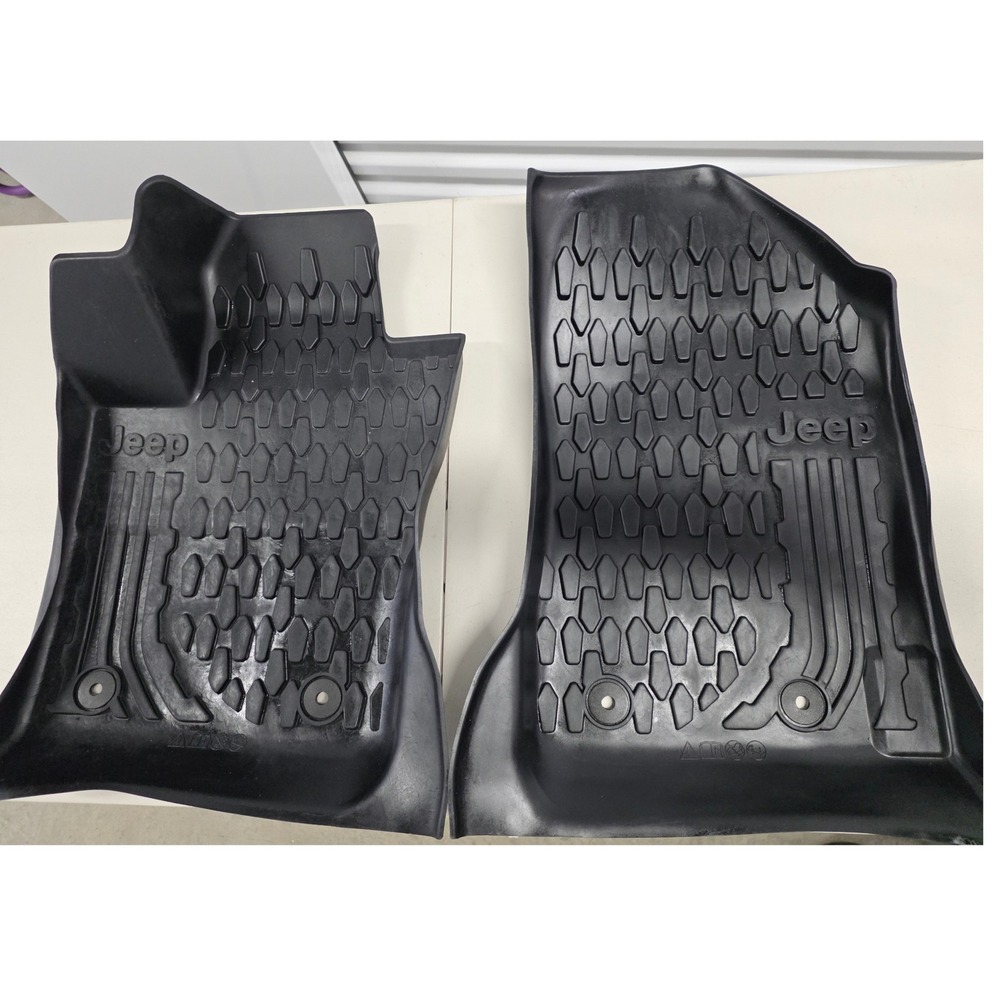 Jeep All Weather Front Floor Mats Black Rubber Honeycomb Pair 2pc